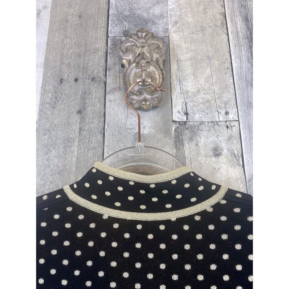 Misook Black & Metallic Gold Polka Dot Full Zip Jacket Size Large. - Picture 7 of 11
